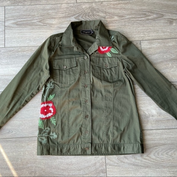 Almatrichi Spain Floral Embroidery Utility Army Jacket - Picture 4 of 14